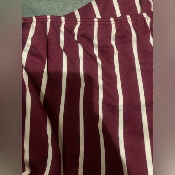 NEW CAPELLA PLUS SIZE Maroon Striped Two Piece Tube Top Wide Pants Set 2XL 3XL - Picture 5 of 5